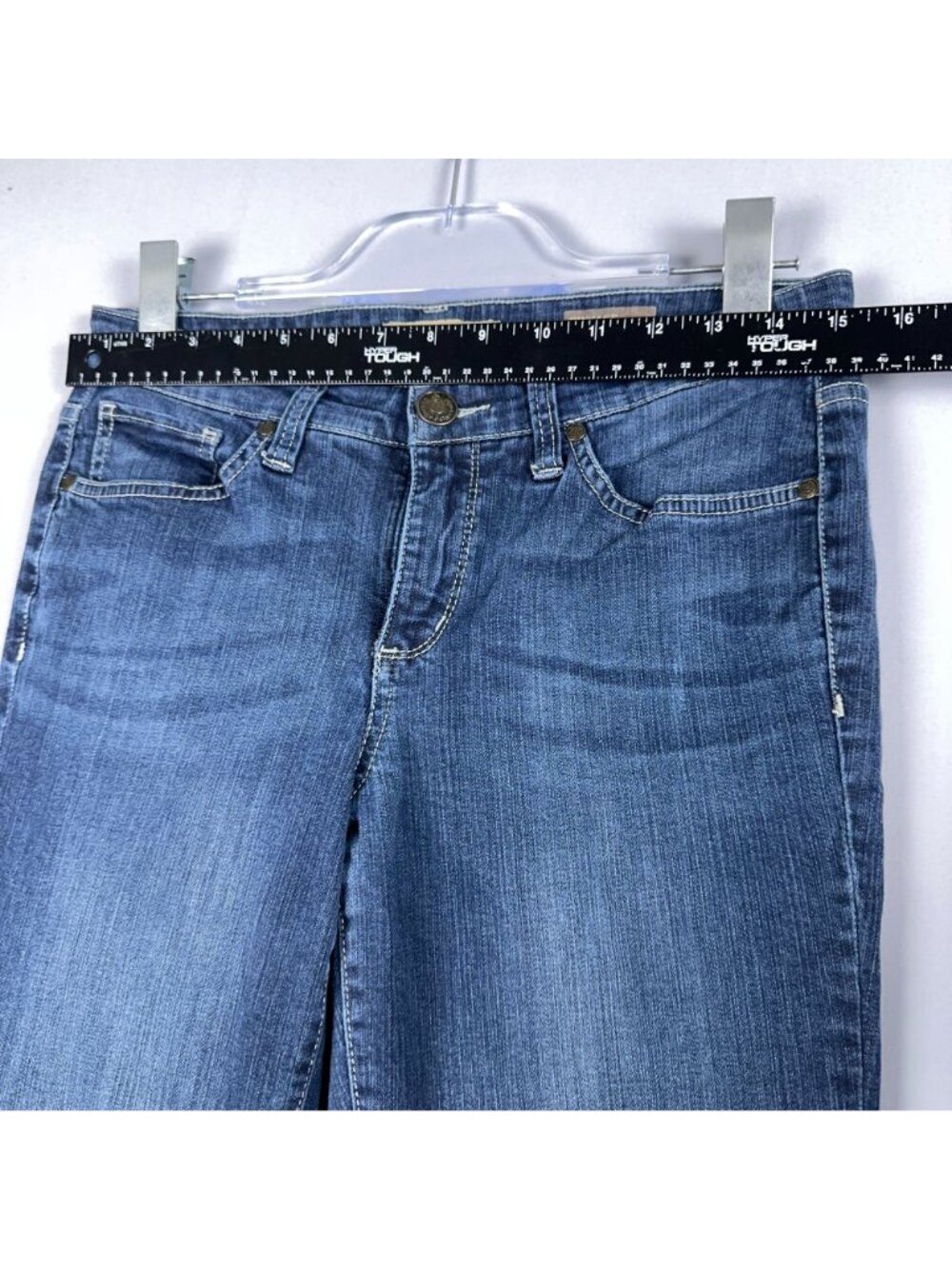 Nine West Vintage America Bootcut Jeans Size 8P Blue Mid Rise Embroidered Pocket - Picture 11 of 15